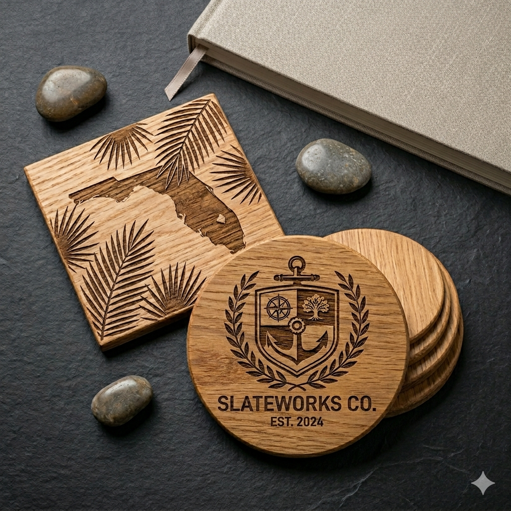 Oak Coaster Set